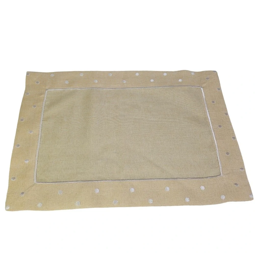 Yellow Set of 4 Placemats and 4 Napkins Polka Dot Border Table Home Decor New